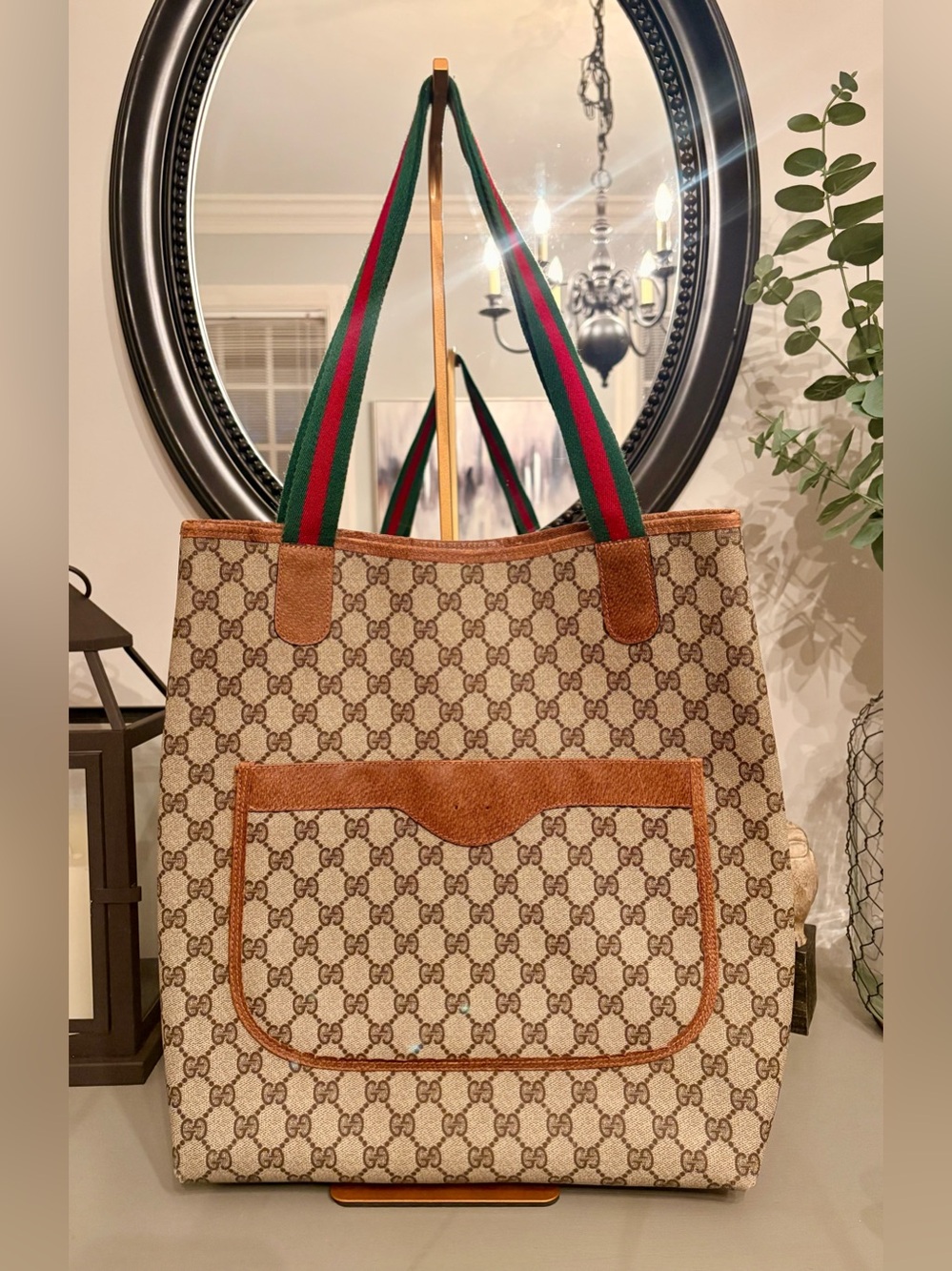 Gucci GG Supreme Sherry line Tote Bag Vintage w COA